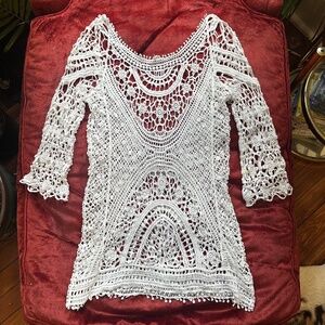 Crochet White Beach Coverup
